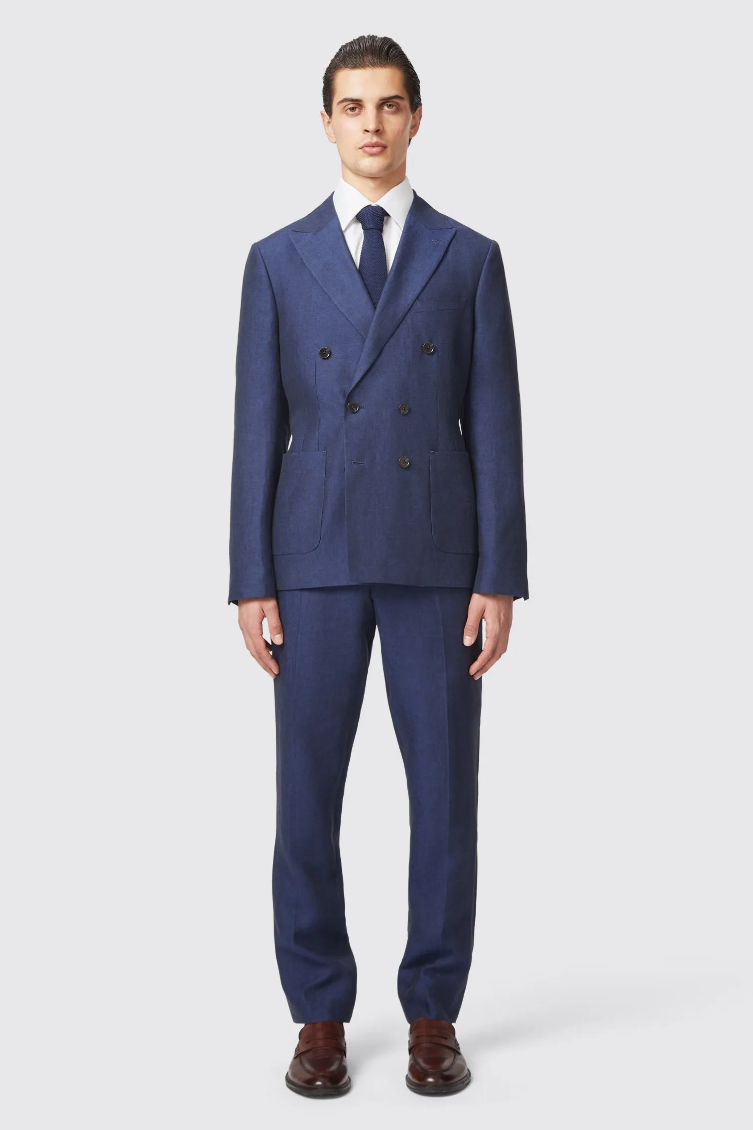 Fairmont Slim Fit Navy Linen Trousers