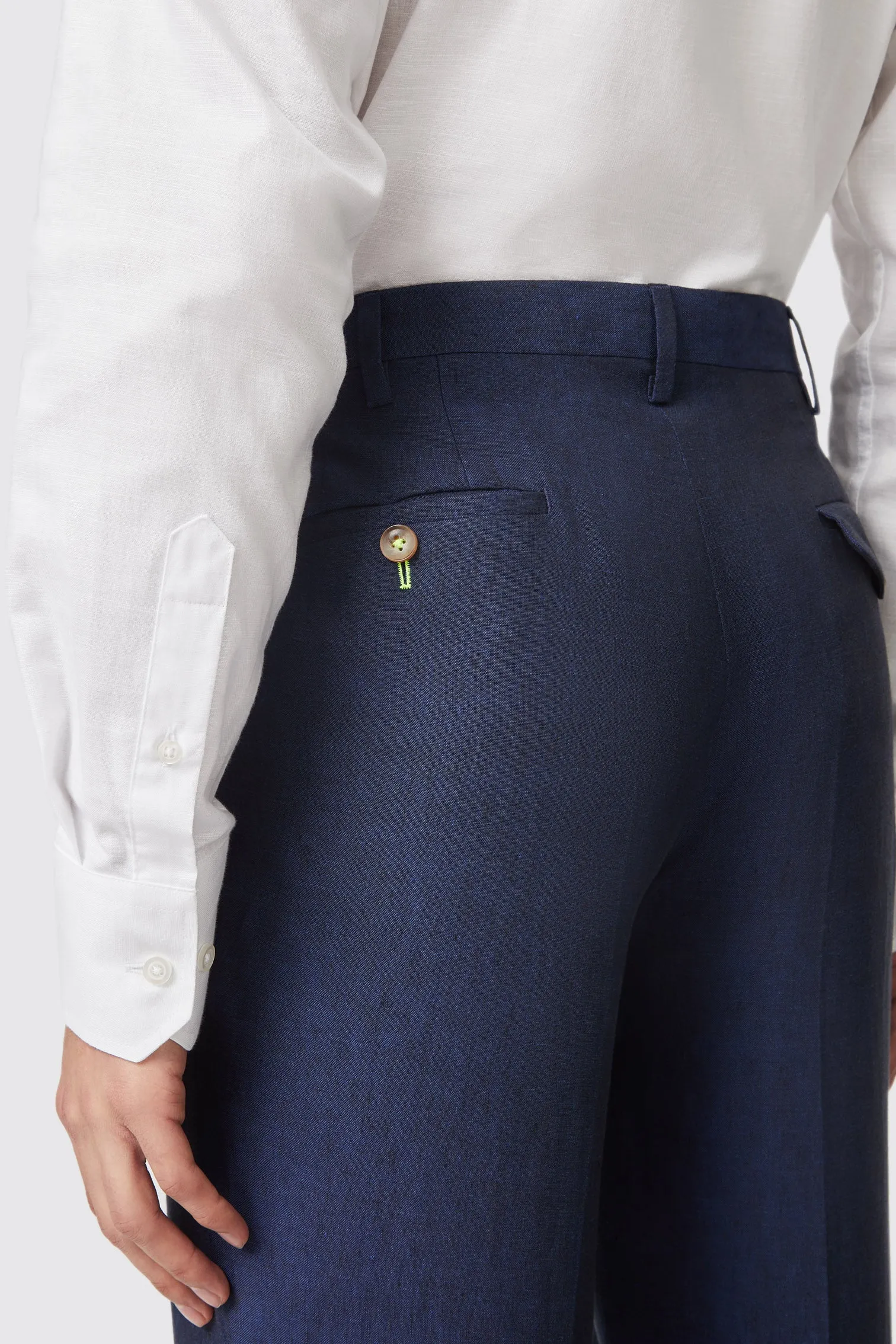 Fairmont Slim Fit Navy Linen Trousers