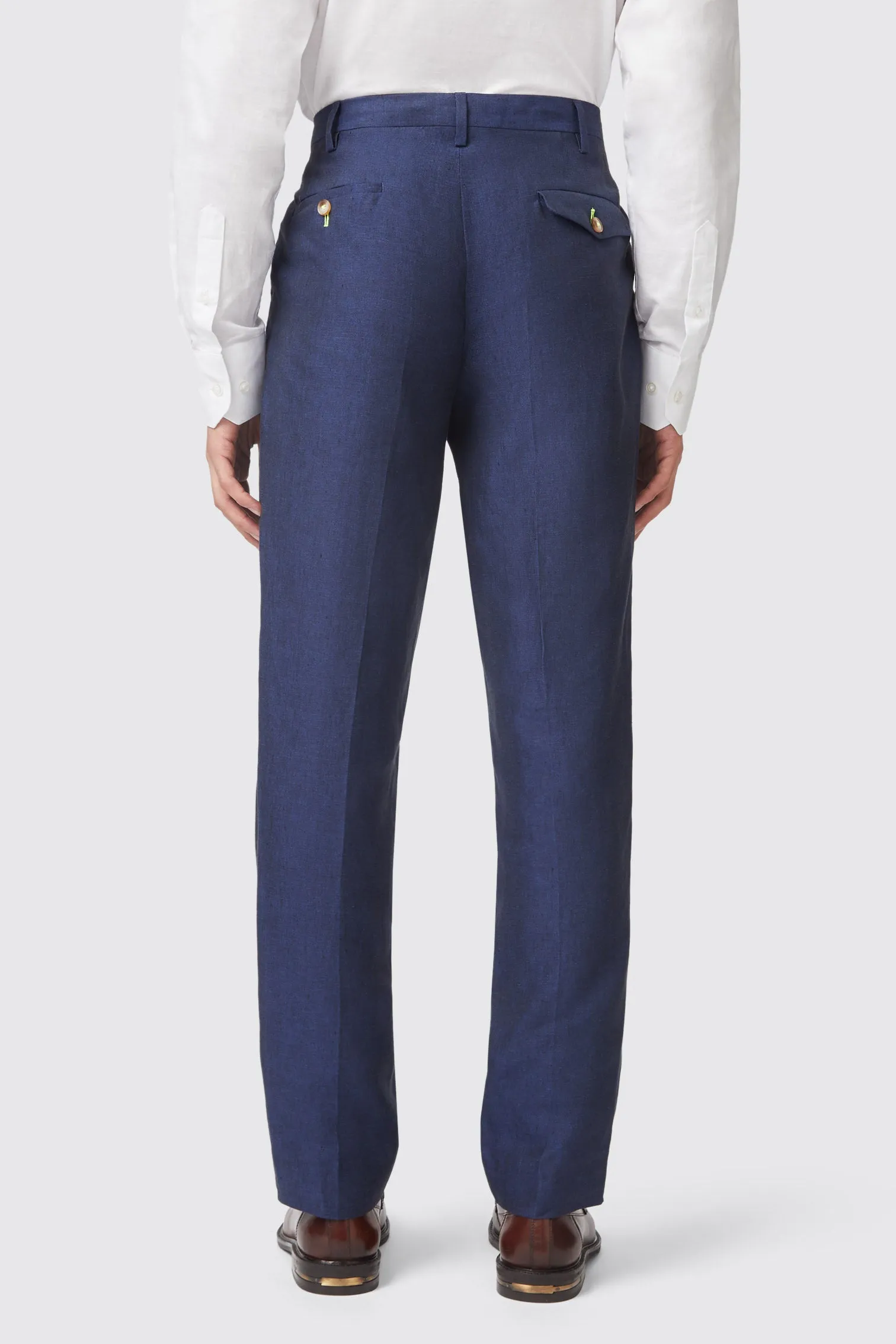 Fairmont Slim Fit Navy Linen Trousers