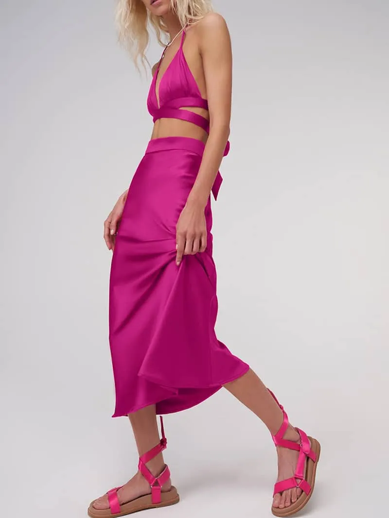 Fashionable MediumVioletRed Suit Camisole Suit