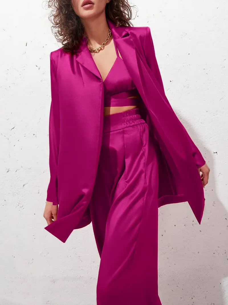 Fashionable MediumVioletRed Suit Camisole Suit
