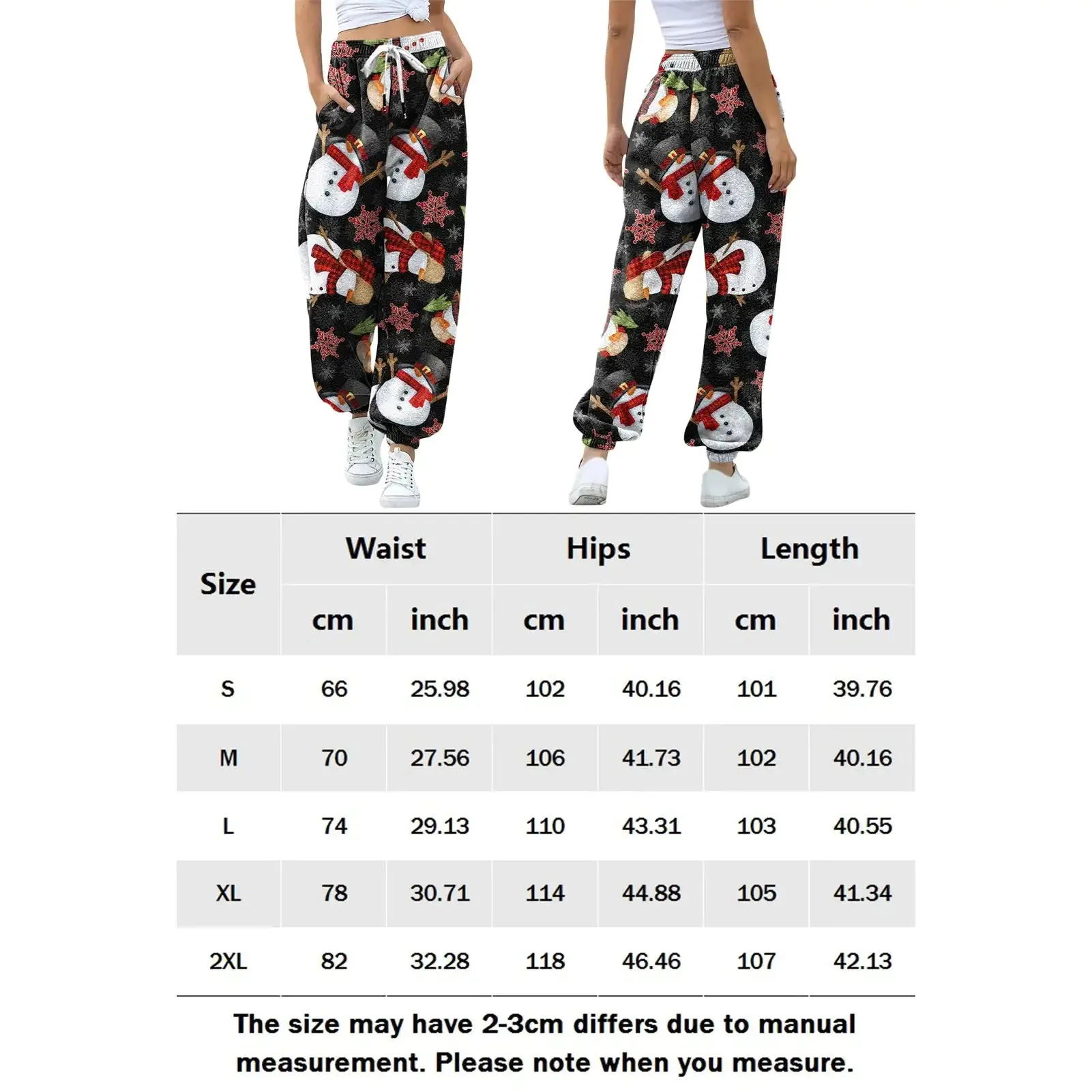 Festive Christmas Print Drawstring Leggings