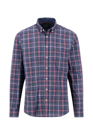 Fynch Hatton Check shirt Ruby Red /pink/ Navy