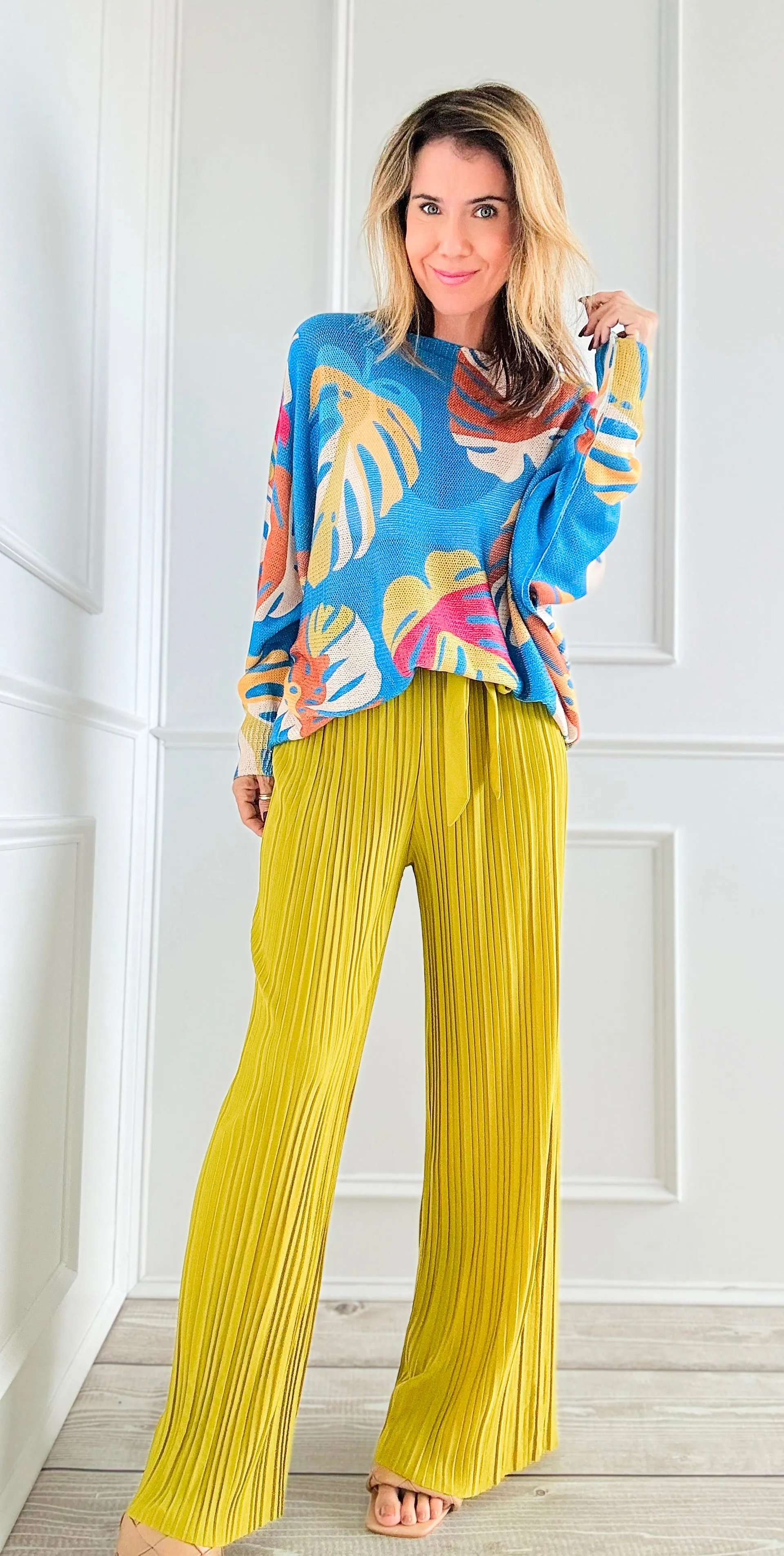 Garden Luxe Wide Leg Pants - Chartreuse
