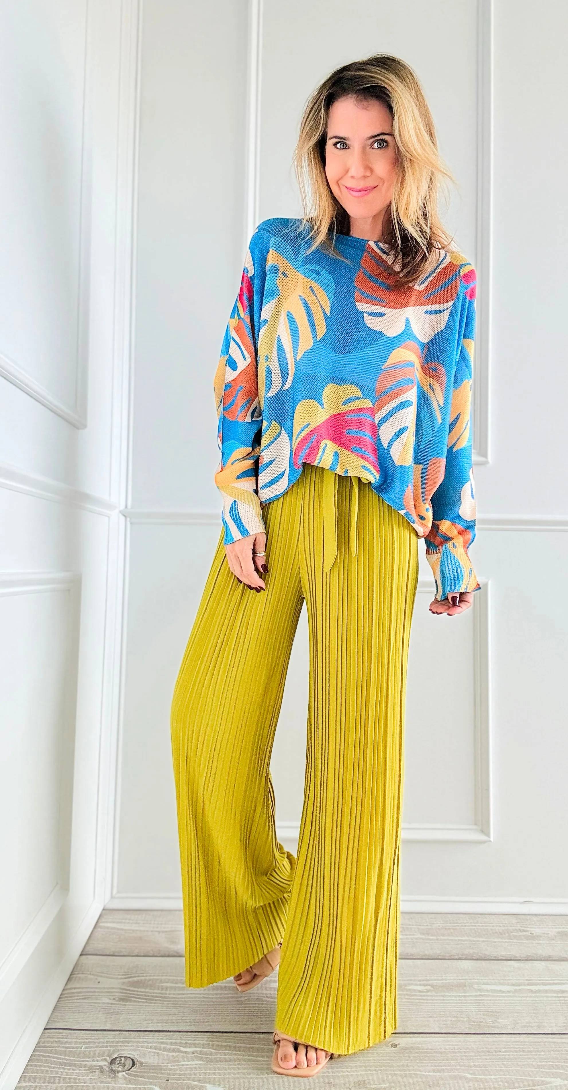 Garden Luxe Wide Leg Pants - Chartreuse