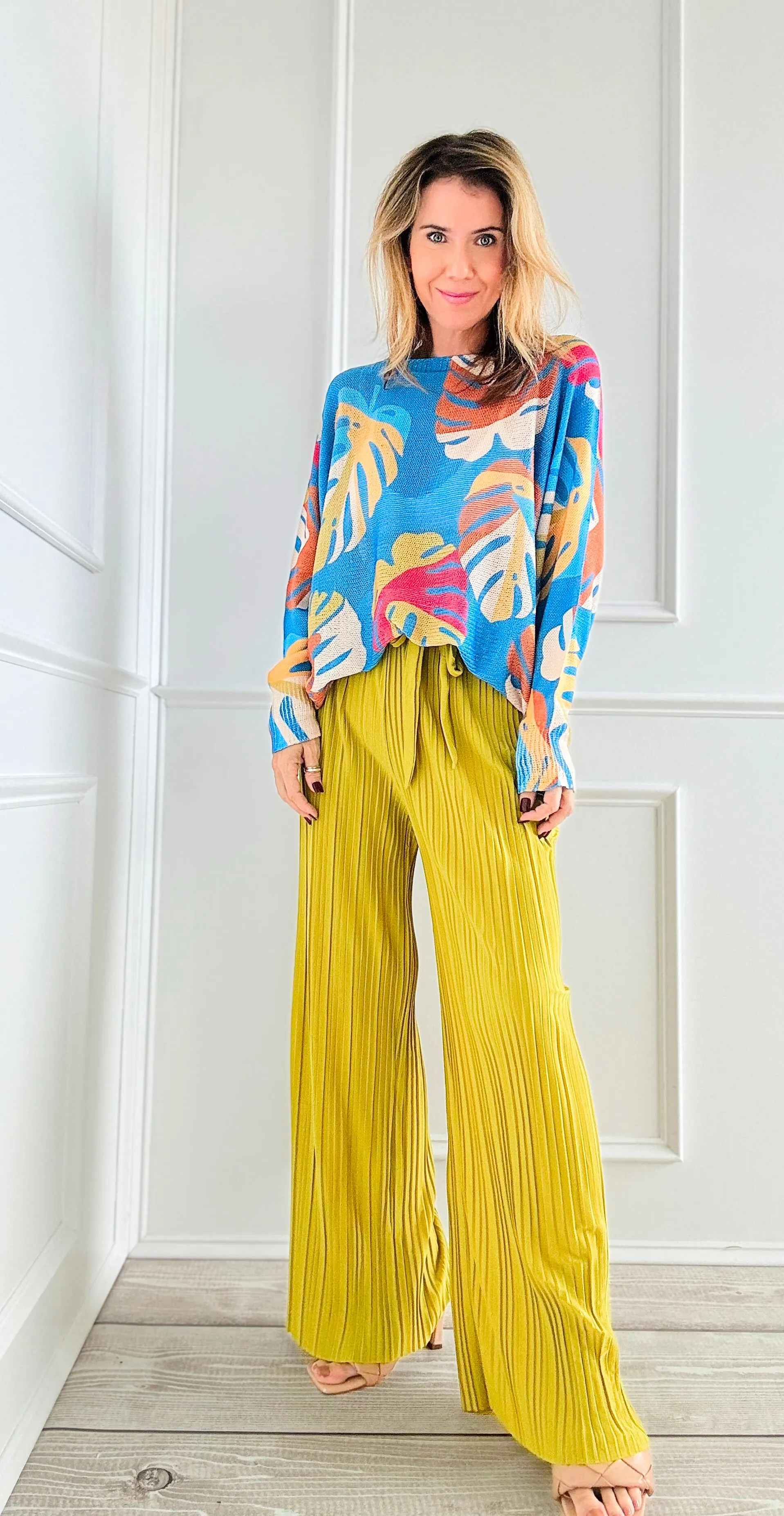 Garden Luxe Wide Leg Pants - Chartreuse