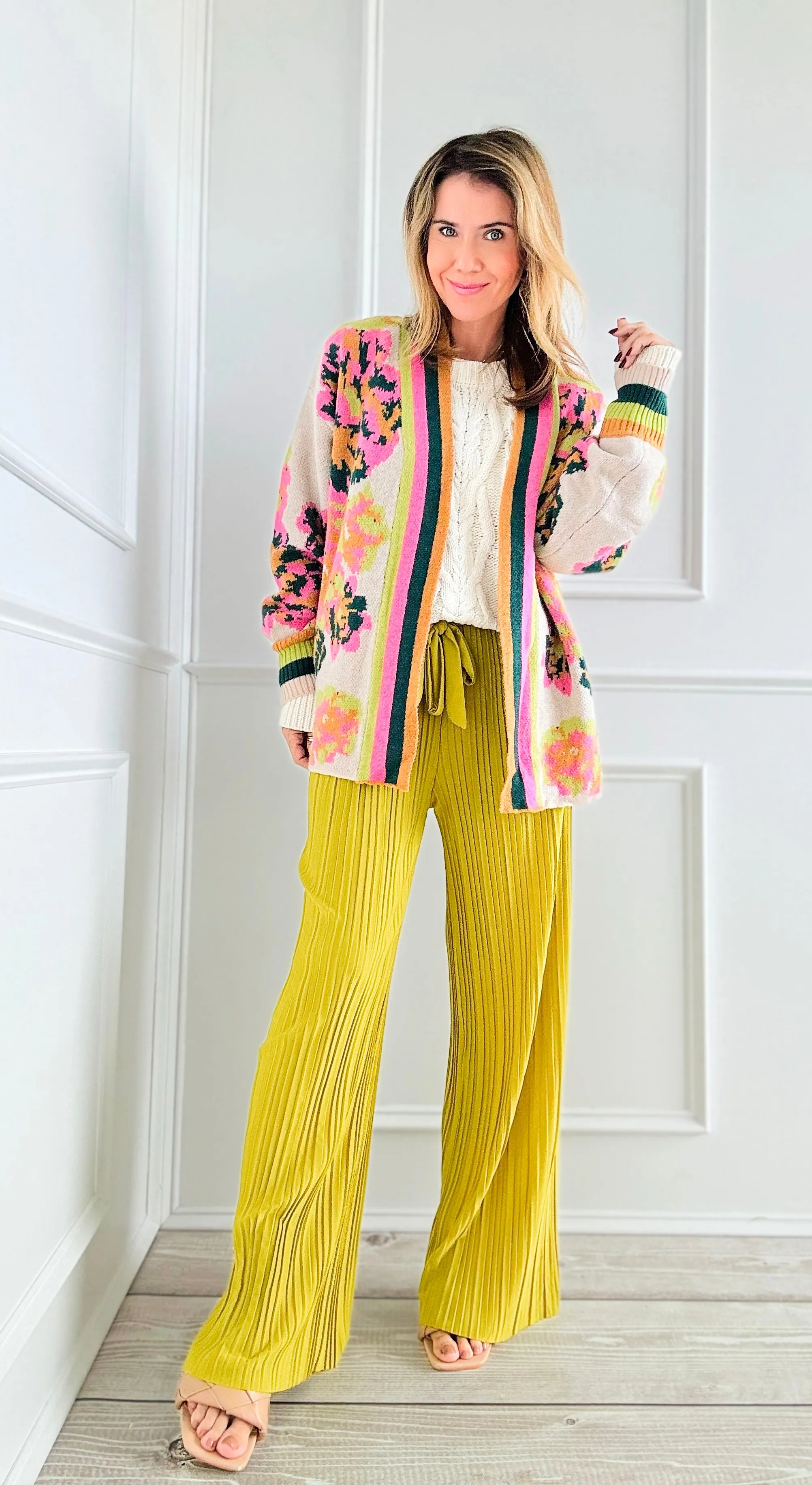 Garden Luxe Wide Leg Pants - Chartreuse