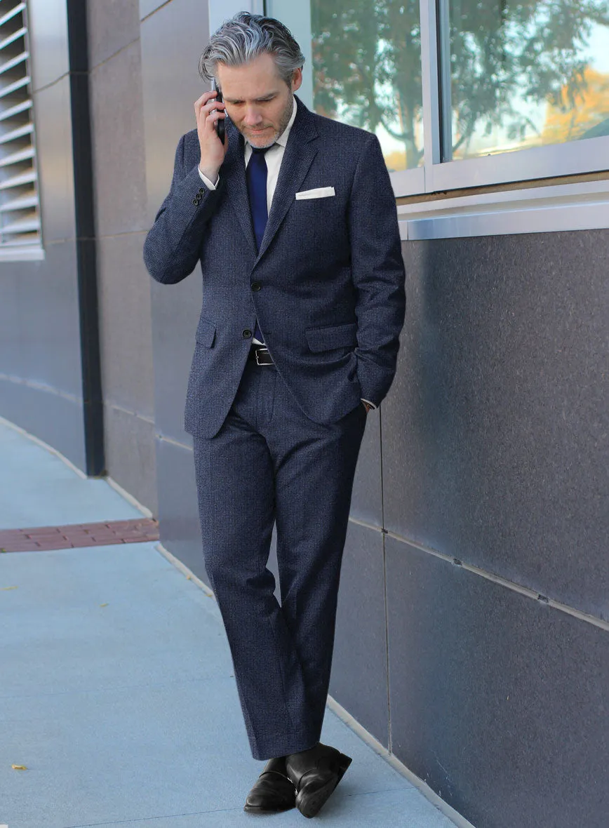 Italian Tavi Blue Nailhead Flannel Suit