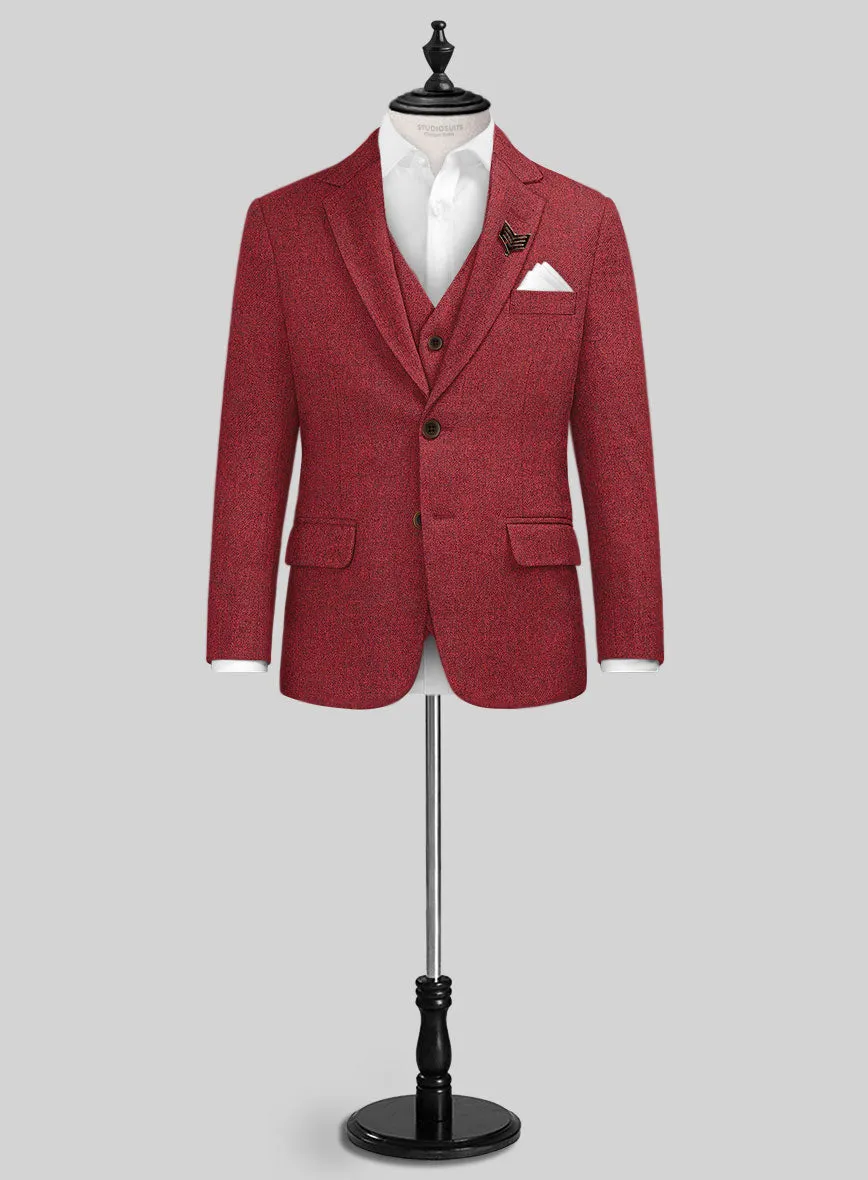 Melange Titan Red Tweed Boys Suit