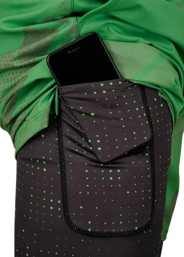 Men's Running Set - Shirt & 2-in-1 Shorts White / Green