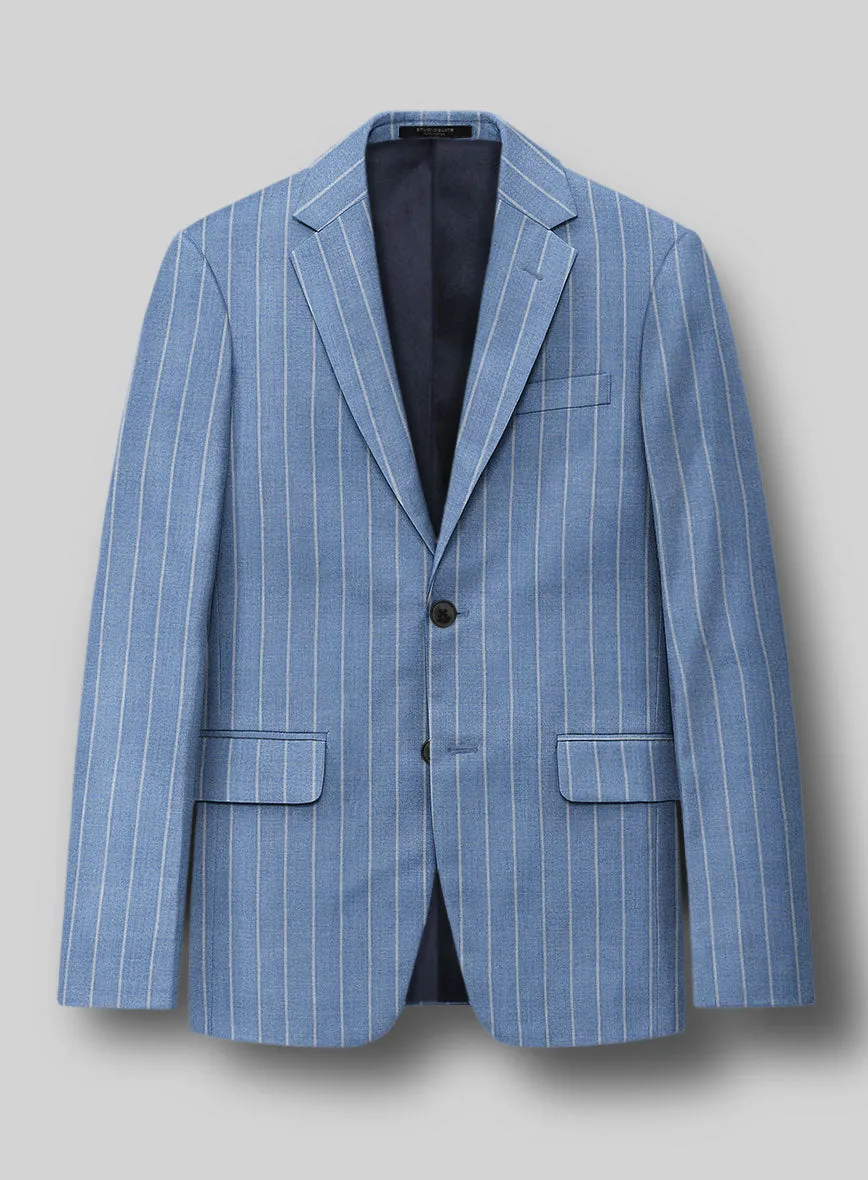 Napolean Gavino Stripe Light Blue Wool Suit