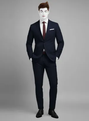 Napolean Navy Herringbone Wool Suit