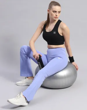 Women Blue Solid Regular Fit Yoga Pant