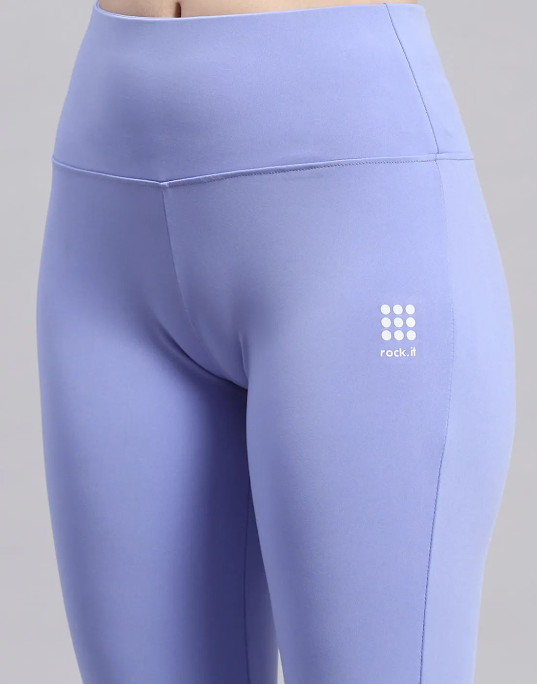 Women Blue Solid Regular Fit Yoga Pant