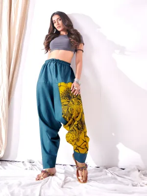 Women's Bohemian Lion Print Hippy Baggy Aladdin Harem Pants For Travel Dance Yoga