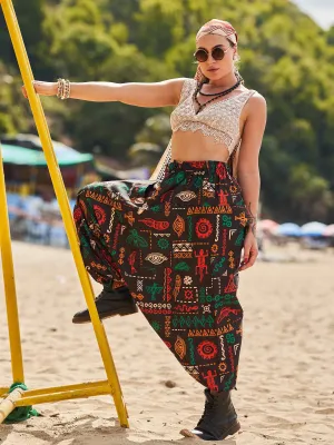 Women's Boho Abstract Print Genie Aladdin Balloon Harem Pants For Yoga