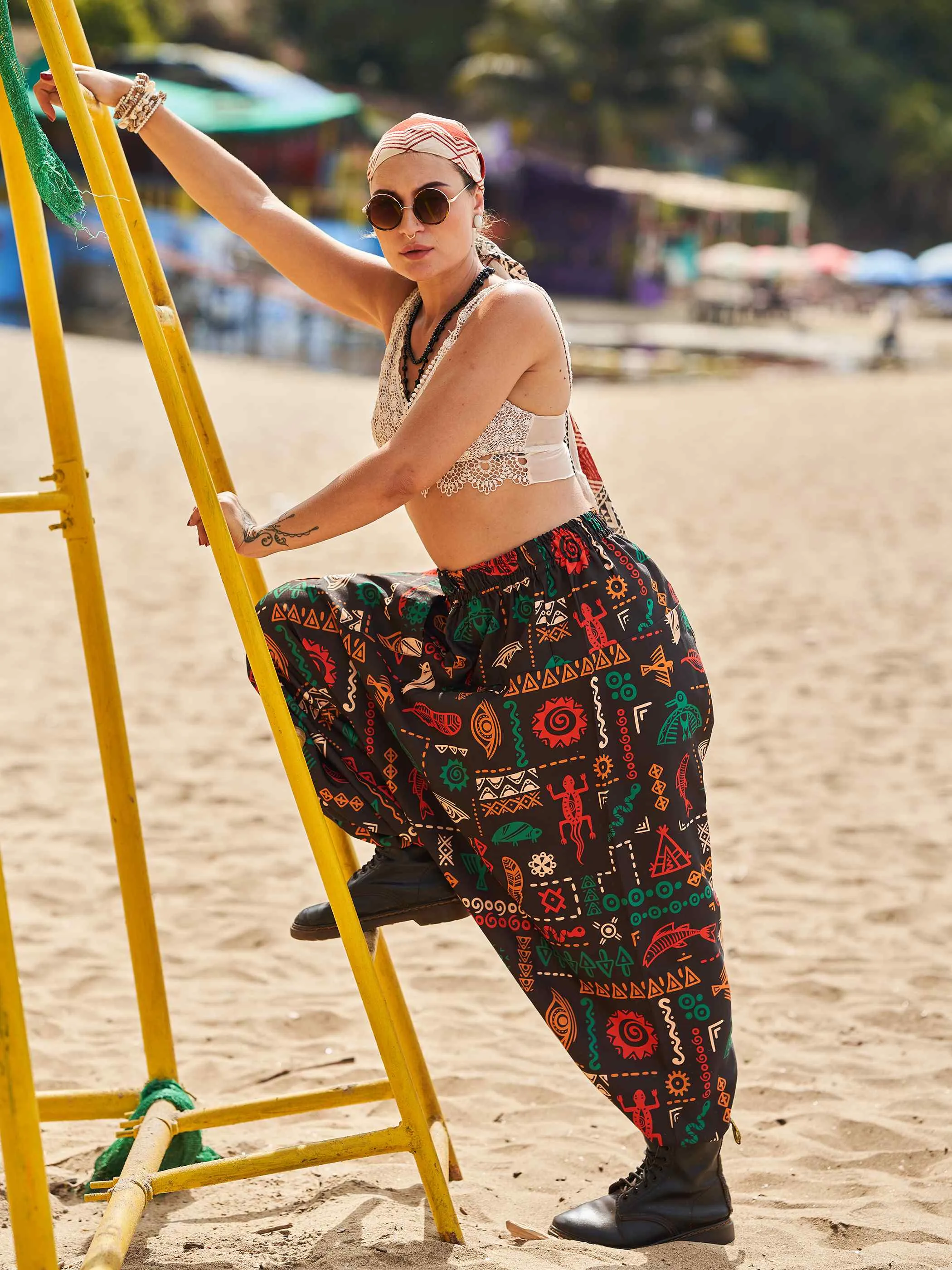 Women's Boho Abstract Print Genie Aladdin Balloon Harem Pants For Yoga