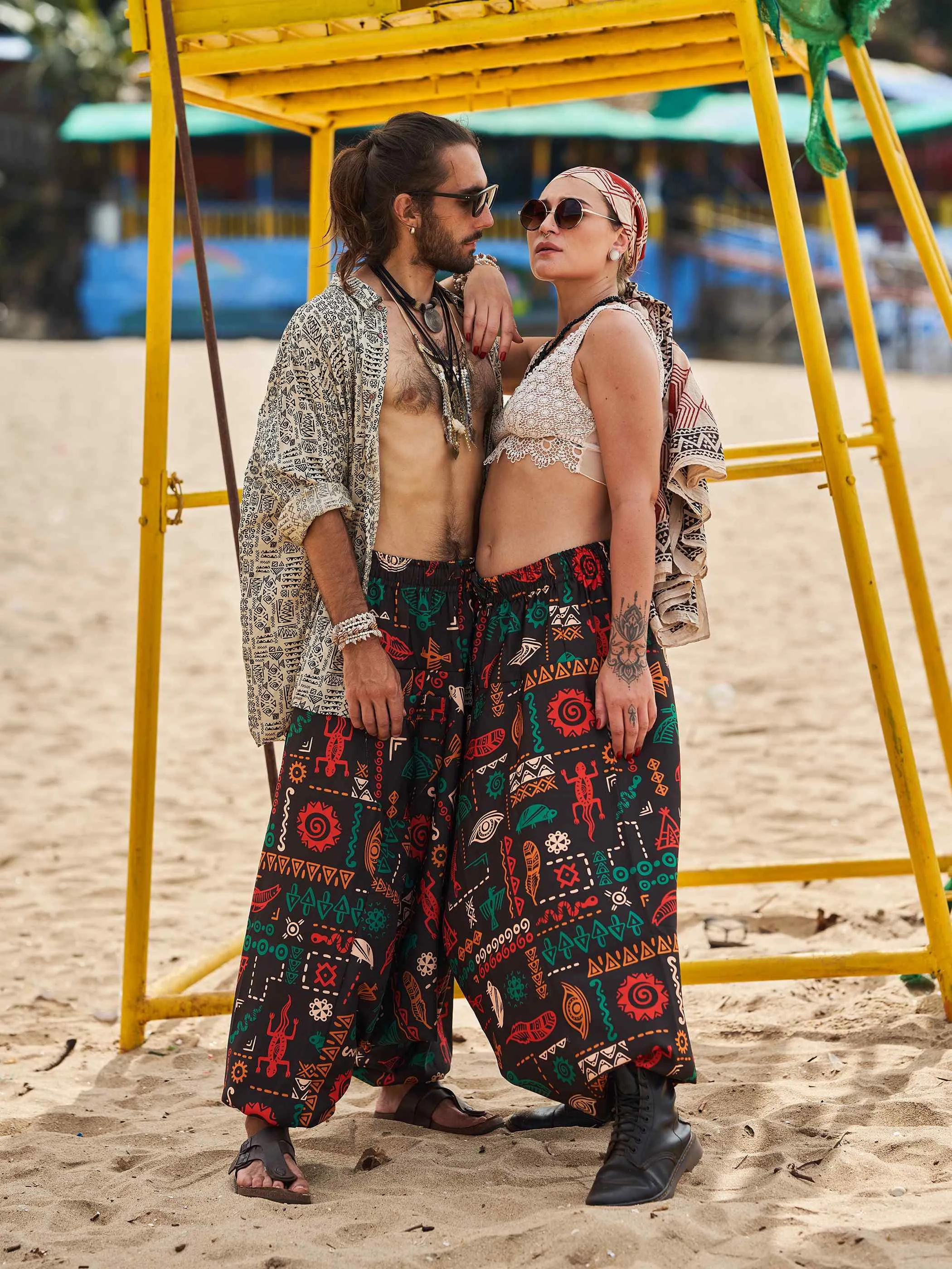 Women's Boho Abstract Print Genie Aladdin Balloon Harem Pants For Yoga