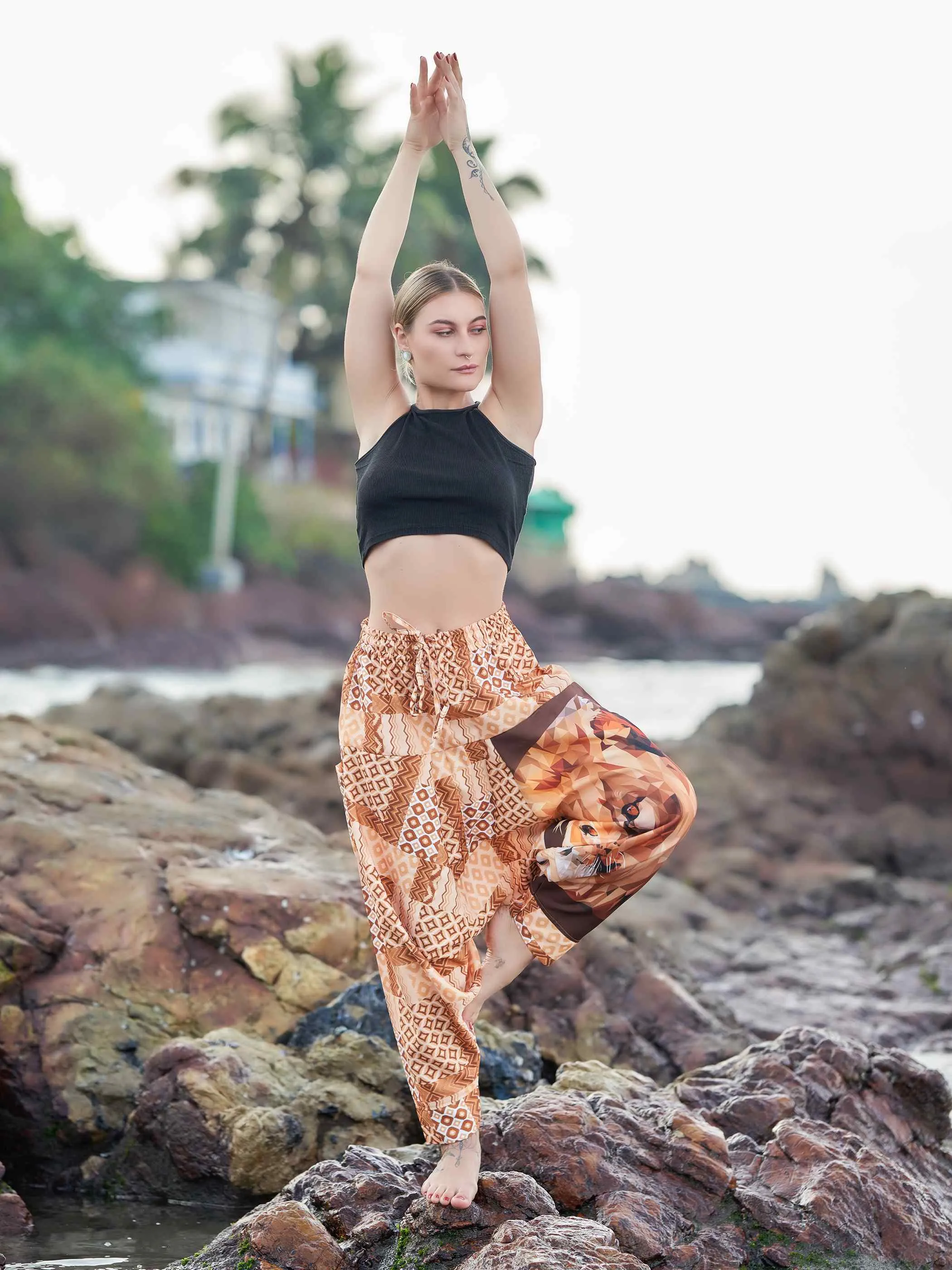 Women's Boho Lion Genie Bohemian Hippy Harem Pants For Dance Travel
